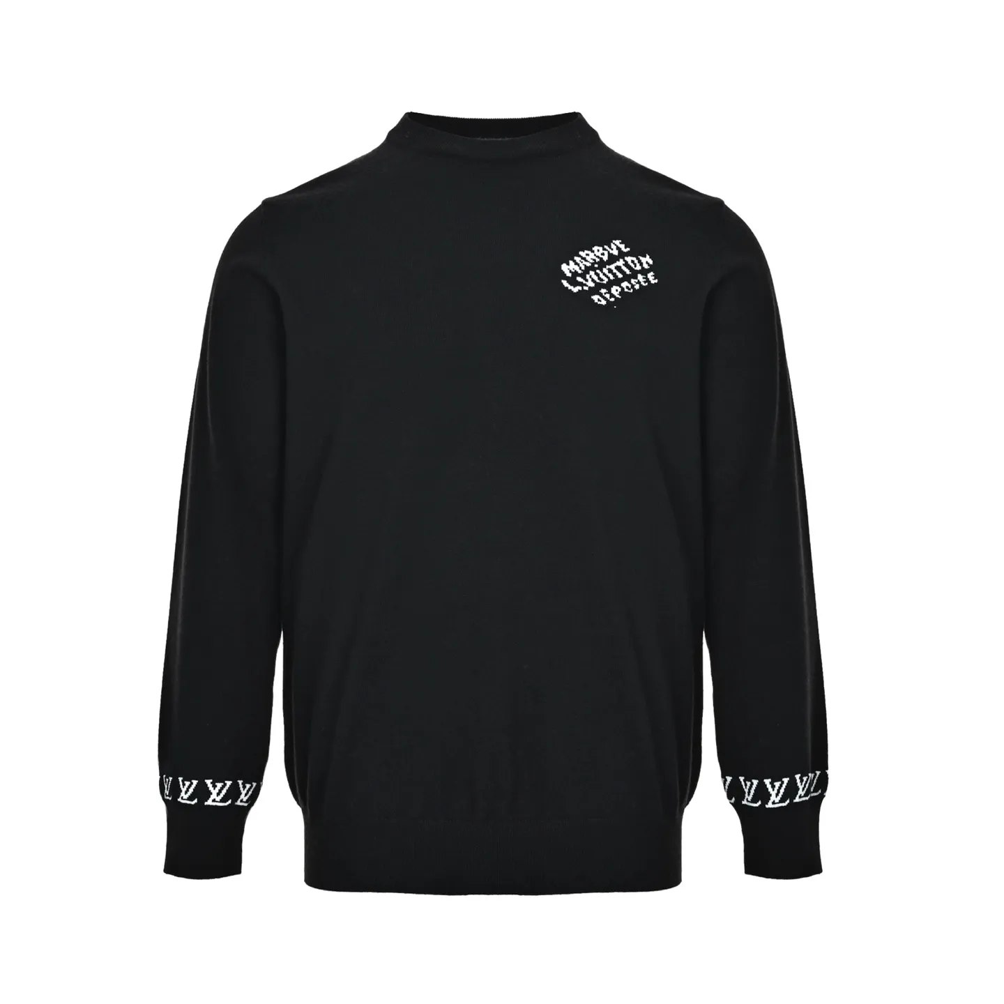 Louis Vuitton/Louis Vuitton crew neck sweater with small letters jacquard logo on cuffs